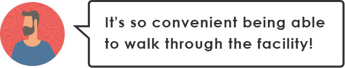 施設内を通り抜けもできるから便利だな！